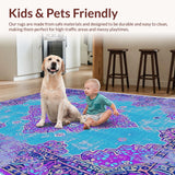 Ultra Soft Area Rug, Non Slip, Stain Resistant, Washable Area Rugs for Living Room, Bedroom, Boho Medallion Violet Living Room Non-Shedding Rug(Purple)
