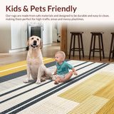 Ultra Soft Area Rug, Non Slip, Stain Resistant, Washable Area Rugs for Living Room, Bedroom, Sleek Modern Geometric Fusion(Gold)