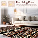 Ultra Soft Area Rug, Non Slip, Stain Resistant, Washable Area Rugs for Living Room, Bedroom, Elegant Ethnic Inspired Design Elements(Orange)