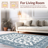 Ultra Soft Area Rug, Non Slip, Stain Resistant, Washable Area Rugs for Living Room, Bedroom, Stylish Transitional Geometric Shapes(White)