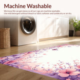 Ultra Soft Area Rug, Non Slip, Stain Resistant, Washable Area Rugs for Living Room, Bedroom, Floral Butterfly Pastel Aesthetic(Pink)