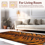 Ultra Soft Area Rug, Non Slip, Stain Resistant, Washable Area Rugs for Living Room, Bedroom, Chic Rustic Tiger Motif Elegance(Black)