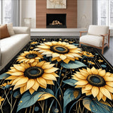 Ultra Soft Area Rug, Non Slip, Stain Resistant, Washable Area Rugs for Living Room, Bedroom, Vibrant Oversized Sunflower Motif(Gold)