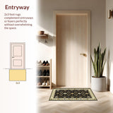 Ultra Soft Area Rug, Non Slip, Stain Resistant, Washable Area Rugs for Living Room, Bedroom, Rustic Tiled Pattern Diversity(Black)