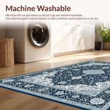 Ultra Soft Area Rug, Non Slip, Stain Resistant, Washable Area Rugs for Living Room, Bedroom, Charming Transitional Gray Blue Pattern(Blue)