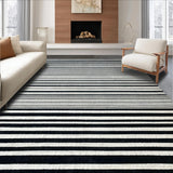 Ultra Soft Area Rug, Non Slip, Stain Resistant, Washable Area Rugs for Living Room, Bedroom, Contemporary Reversible Doormat:  Black & White Striped Carpet(Black)