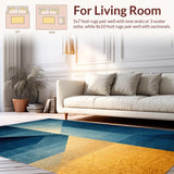 Ultra Soft Area Rug, Non Slip, Stain Resistant, Washable Area Rugs for Living Room, Bedroom, Modern Horizon Rug with Dynamic Blue Gold Spectrum and Linear Geometric Motifs(Blue)