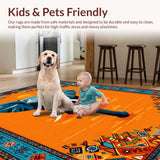 Ultra Soft Area Rug, Non Slip, Stain Resistant, Washable Area Rugs for Living Room, Bedroom, Dynamic Vibrant Floral Arrangement(Orange)