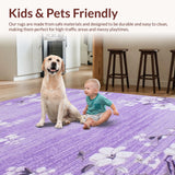 Ultra Soft Area Rug, Non Slip, Stain Resistant, Washable Area Rugs for Living Room, Bedroom, Chic Abstract Purple Plush Decor(Purple)