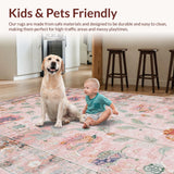 Ultra Soft Area Rug, Non Slip, Stain Resistant, Washable Area Rugs for Living Room, Bedroom, Sophisticated Dusty Toned Artistry(Pink)