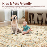 Ultra Soft Area Rug, Non Slip, Stain Resistant, Washable Area Rugs for Living Room, Bedroom, Rustic Gray Medallion Theme(Beige)