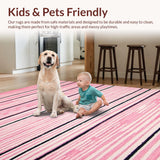 Ultra Soft Area Rug, Non Slip, Stain Resistant, Washable Area Rugs for Living Room, Bedroom, Dynamic Abstract Zebra Imprint(Pink)