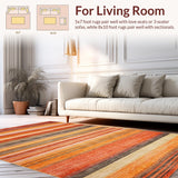 Ultra Soft Area Rug, Non Slip, Stain Resistant, Washable Area Rugs for Living Room, Bedroom, Chic Warm Tones Artful Arrangement(Orange)