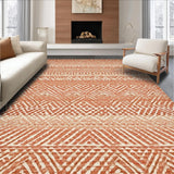 Ultra Soft Area Rug, Non Slip, Stain Resistant, Washable Area Rugs for Living Room, Bedroom, Trendy Warm Palette Knotted Design(Orange)