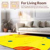 Ultra Soft Area Rug, Non Slip, Stain Resistant, Washable Area Rugs for Living Room, Bedroom, Galactic Bright Whimsical Pattern(Yellow)