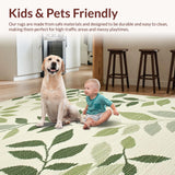 Ultra Soft Area Rug, Non Slip, Stain Resistant, Washable Area Rugs for Living Room, Bedroom, Vibrant Botanical Print Inspiration(Beige)