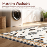 Ultra Soft Area Rug, Non Slip, Stain Resistant, Washable Area Rugs for Living Room, Bedroom, Artful Striped Cultural Weave(Beige)