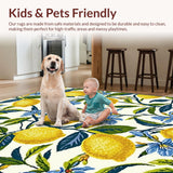 Sun Kissed Lemon Grove Inspired Rug with Stylized Floral Accents(Yellow)