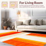 Ultra Soft Area Rug, Non Slip, Stain Resistant, Washable Area Rugs for Living Room, Bedroom, Vivid Abstract Rainbow Motif(Orange)