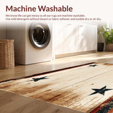 Ultra Soft Area Rug, Non Slip, Stain Resistant, Washable Area Rugs for Living Room, Bedroom, Rustic Texas Star Area Rug with Vintage Western Wood Panel Design(Beige)