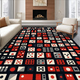 Ultra Soft Area Rug, Non Slip, Stain Resistant, Washable Area Rugs for Living Room, Bedroom, Bold Contemporary Dice Theme(Red)