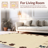 Ultra Soft Area Rug, Non Slip, Stain Resistant, Washable Area Rugs for Living Room, Bedroom, Charming Neutral Toned Animal Design(Beige)