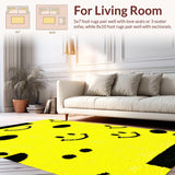 Ultra Soft Area Rug, Non Slip, Stain Resistant, Washable Area Rugs for Living Room, Bedroom, Whimsical Yellow Graphic Design(Yellow)