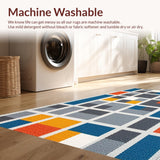 Ultra Soft Area Rug, Non Slip, Stain Resistant, Washable Area Rugs for Living Room, Bedroom, Interactive White Geometric Motif(Gray)