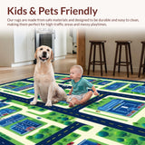 Ultra Soft Area Rug, Non Slip, Stain Resistant, Washable Area Rugs for Living Room, Bedroom, Whimsical Green Landscape Design(Blue)