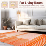 Ultra Soft Area Rug, Non Slip, Stain Resistant, Washable Area Rugs for Living Room, Bedroom, Vibrant Contemporary Abstract Style(Orange)
