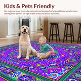Ultra Soft Area Rug, Non Slip, Stain Resistant, Washable Area Rugs for Living Room, Bedroom, Radiant Geometric Wave Composition(Purple)