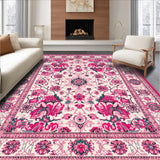 Ultra Soft Area Rug, Non Slip, Stain Resistant, Washable Area Rugs for Living Room, Bedroom, Lively Nature-Inspired Floral Design(White)