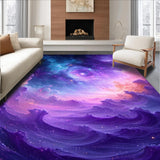 Ultra Soft Area Rug, Non Slip, Stain Resistant, Washable Area Rugs for Living Room, Bedroom, Dynamic Multicolored Universe Theme(Purple)