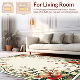 Ultra Soft Area Rug, Non Slip, Stain Resistant, Washable Area Rugs for Living Room, Bedroom, Radiant Soft Green Blossom Theme(Beige)