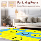 Ultra Soft Area Rug, Non Slip, Stain Resistant, Washable Area Rugs for Living Room, Bedroom, Cheerful Criss-Cross Rainbow Theme(Yellow)