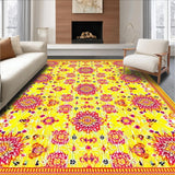 Ultra Soft Area Rug, Non Slip, Stain Resistant, Washable Area Rugs for Living Room, Bedroom, Bright Earthy Mandala Aesthetic(Yellow)