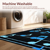 Ultra Soft Area Rug, Non Slip, Stain Resistant, Washable Area Rugs for Living Room, Bedroom, Eclectic Artistic Note Arrangement(Black)