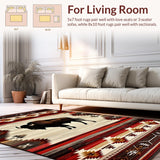 Ultra Soft Area Rug, Non Slip, Stain Resistant, Washable Area Rugs for Living Room, Bedroom, Elegant Cabin-Inspired Pattern(Red)