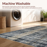 Ultra Soft Area Rug, Non Slip, Stain Resistant, Washable Area Rugs for Living Room, Bedroom, Boho Black & White Stripe Area Rug(Gray)