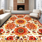 Ultra Soft Area Rug, Non Slip, Stain Resistant, Washable Area Rugs for Living Room, Bedroom, Elegant Round Blooming Design(White)