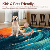 Ultra Soft Area Rug, Non Slip, Stain Resistant, Washable Area Rugs for Living Room, Bedroom, Summer Vibes Surf Board Area Rug Beach House Decor Coastal Accent Carpet(Orange)