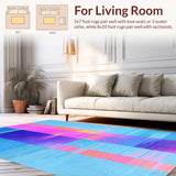 Ultra Soft Area Rug, Non Slip, Stain Resistant, Washable Area Rugs for Living Room, Bedroom, Vibrant Modern Swirling Patterns(Blue)