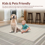 Ultra Soft Area Rug, Non Slip, Stain Resistant, Washable Area Rugs for Living Room, Bedroom, Warm Toned Decorative Weave(Beige)