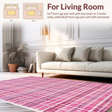 Ultra Soft Area Rug, Non Slip, Stain Resistant, Washable Area Rugs for Living Room, Bedroom, Pink White Bow Rug: Uno Reverse Aesthetic Floor Covering(Pink)