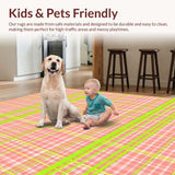 Ultra Soft Area Rug, Non Slip, Stain Resistant, Washable Area Rugs for Living Room, Bedroom, Chic Earthy Toned Geometric Style(Pink)