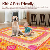 Ultra Soft Area Rug, Non Slip, Stain Resistant, Washable Area Rugs for Living Room, Bedroom, Enchanting Colorful Dreamscape Theme(Orange)