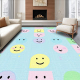 Ultra Soft Area Rug, Non Slip, Stain Resistant, Washable Area Rugs for Living Room, Bedroom, Soft Tone Happy Face Theme(Blue)