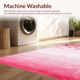 Ultra Soft Area Rug, Non Slip, Stain Resistant, Washable Area Rugs for Living Room, Bedroom, Tranquil Blossom Breeze Aesthetic(Pink)