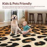 Ultra Soft Area Rug, Non Slip, Stain Resistant, Washable Area Rugs for Living Room, Bedroom, Vibrant Cheetah Patterned Delight(Beige)