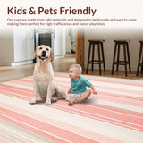 Ultra Soft Area Rug, Non Slip, Stain Resistant, Washable Area Rugs for Living Room, Bedroom, Stylish Anti Skid Runner Beige Dusty Pink Easy to Clean(Red)
